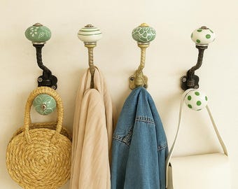 Pomos de cerámica en relieve pintados a mano, tiradores decorativos para cajones