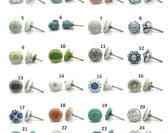 Pomos de cerámica vintage / Tiradores decorativos surtidos para cajones / Manijas coloridas para armarios y gabinetes / Decoración bohemia para el hogar