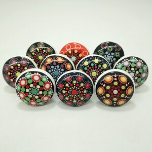 Handmade Multi Color Ceramic Cabinet Knobs, Polka Dot Hardware image 3