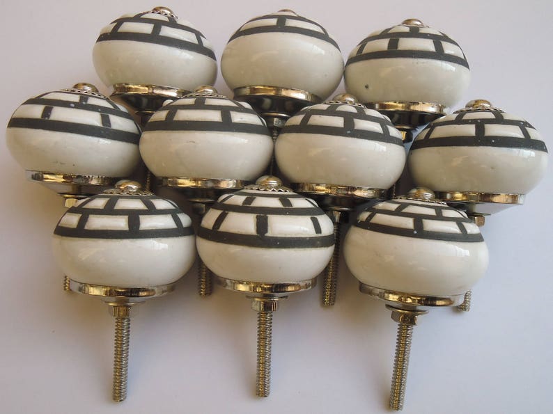 White Ceramic Knobs Vintage Hand Painted Ceramic Door Knobs Etsy