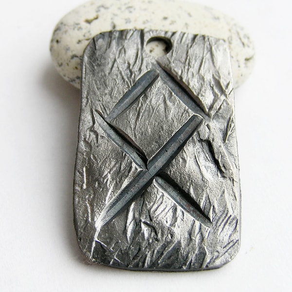 Rune Othala (Othal, Odal) necklace iron Pendant forged Jewelry amulet Pendant nordic Hand forged rune