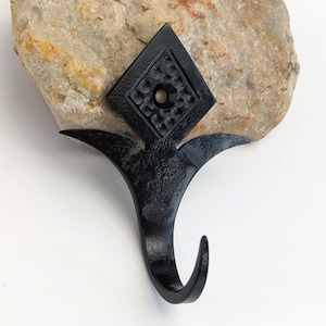 Hand-Forged small decorative hook - Glossy Black Finish