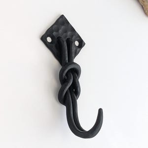 Hand-forged matte black knot hook