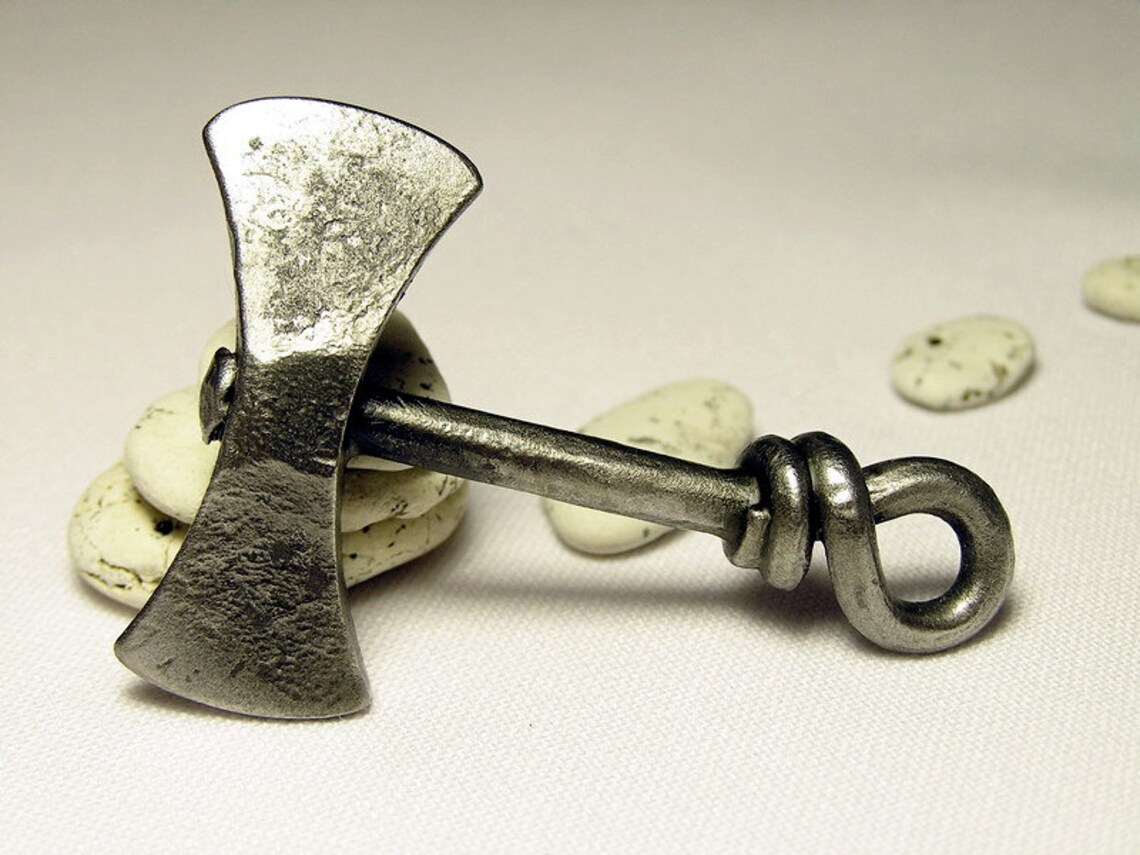 Axe Pendant Hand Forged Viking Iron Ax Labrys Pendant Dwarfs Necklace ...