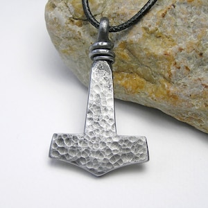 Large forged Viking Mjollnir, Viking jewelry, Thor&#39;s hammer pendant, Norse mythology jewelry