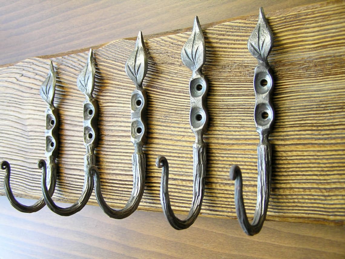 Large decorative coat hook Iron hook Entryway coat hooks Etsy