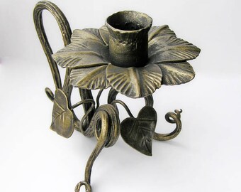 Forged candle holder Candle holder centerpiece Candleholder flower Iron candle holder Candlestick metal Wrought decor mantel Romantic decor