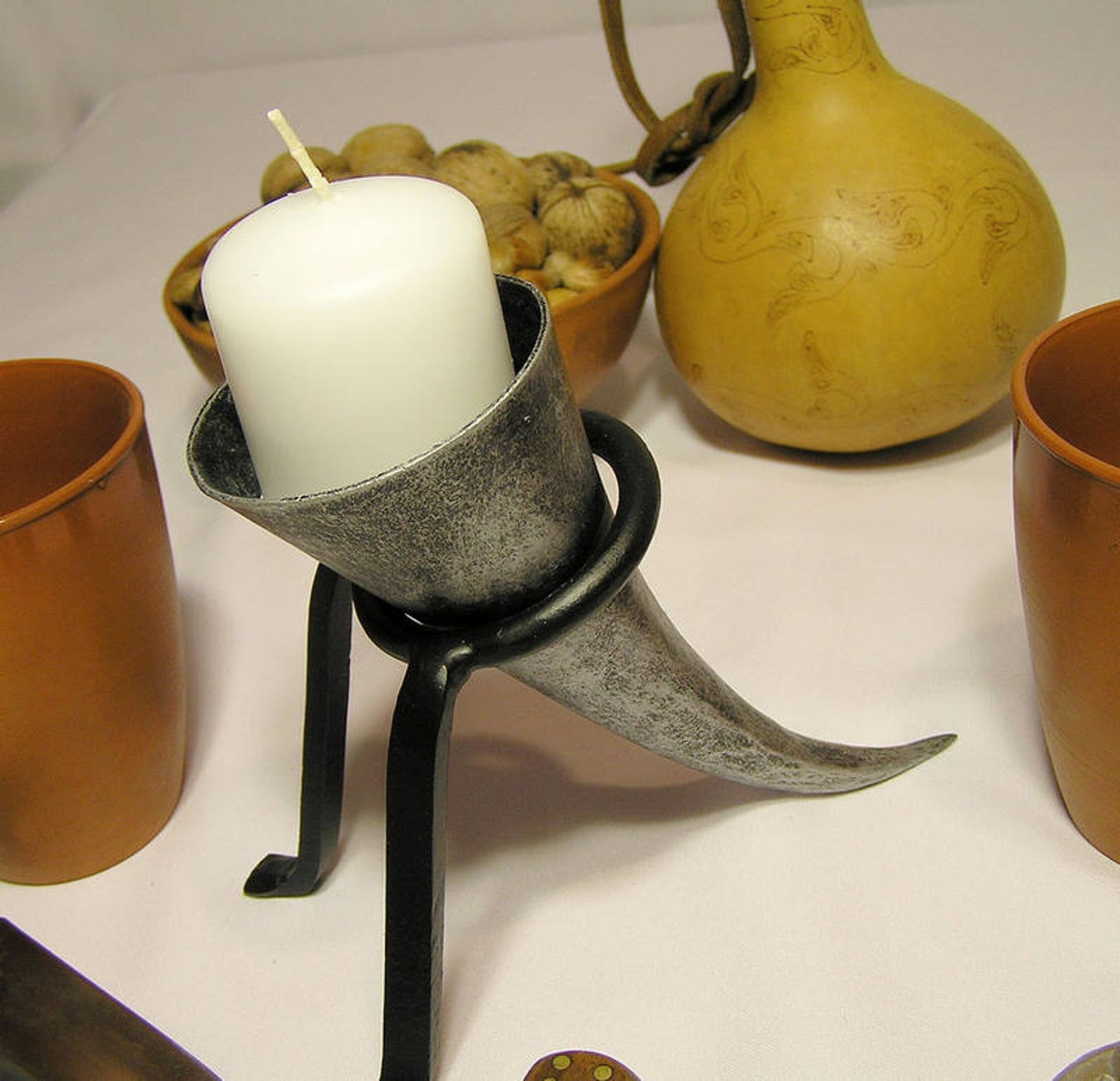 Medieval candle holder horn Skyrim horn candle holder Etsy