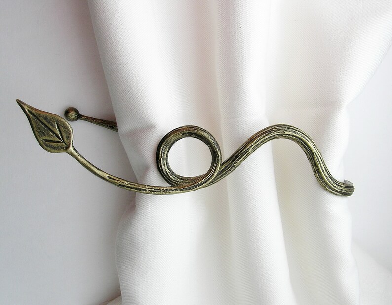 Curtain tie backs gold color Leaf curtain tieback Leaf Etsy