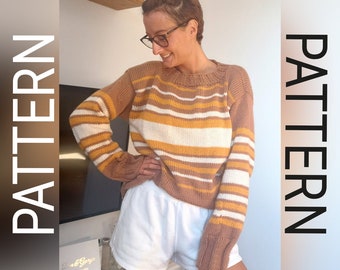 Sweater knitting pattern / stripy sweater knit pattern / easy knitting patterns / striped sweater knitting pattern / knit jumper pattern