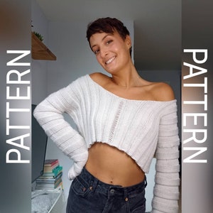 Knitting pattern / sweater pattern / oversized sweater / cropped sweater / knit jumper pattern / pdf pattern / ribbed sweater / how to knit