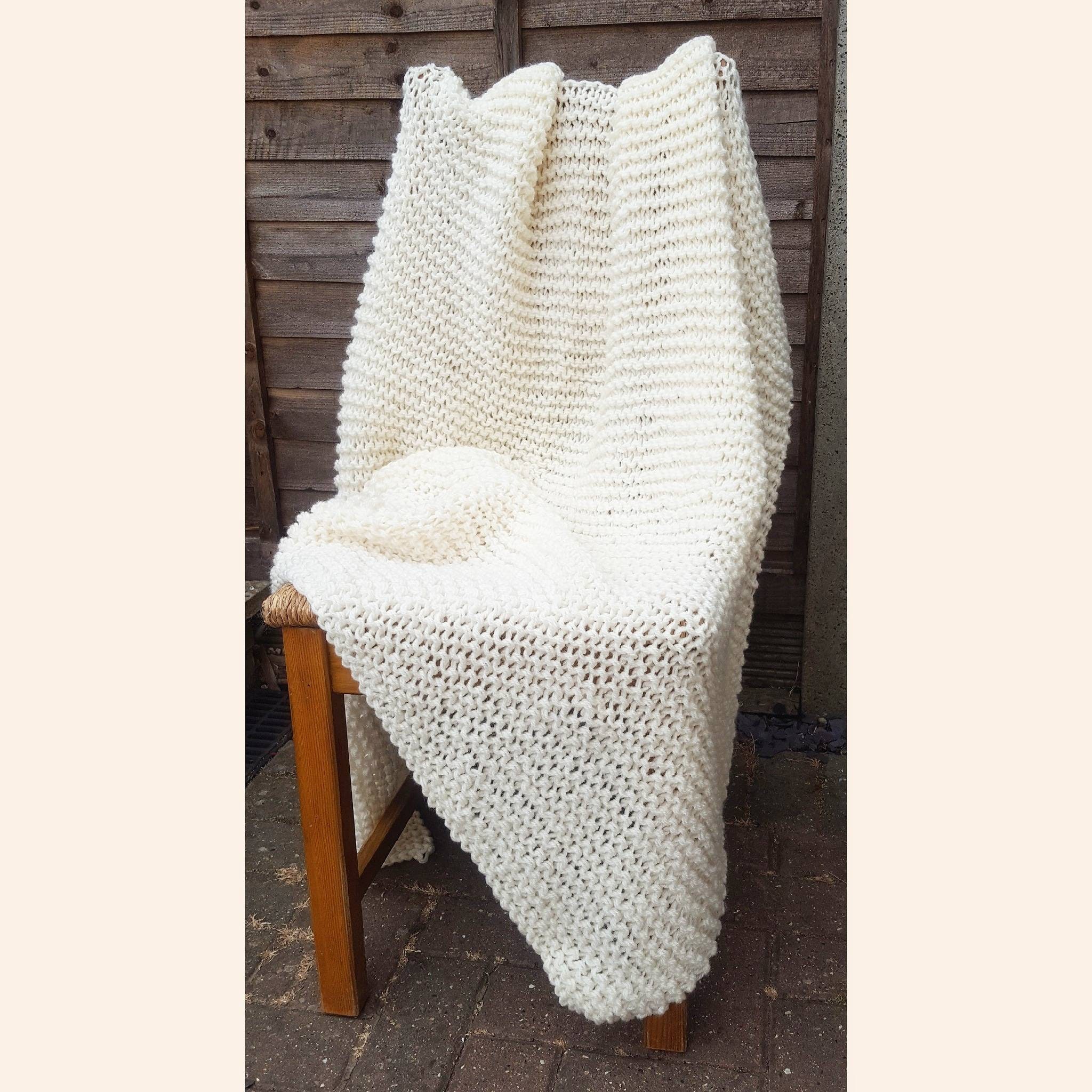 Knitted cream blanket / cream knitted afghan / knitted afghan Etsy