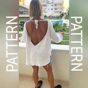 Intermediate knit crochet pattern / knitting pattern / knit sweater pattern / pdf pattern / backless sweater pattern / backless knit sweater