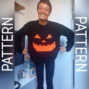 Halloween knitting pattern / pumpkin sweater pattern / halloween sweater knitting pattern / knit patterns / knit sweater pattern / halloween
