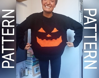 Halloween knitting pattern / pumpkin sweater pattern / halloween sweater knitting pattern / knit patterns / knit sweater pattern / halloween