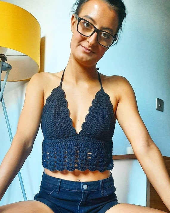 black crochet top