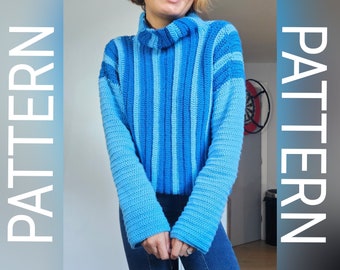 Easy crochet pattern, crochet sweater pattern, crochet stripy sweater, crochet jumper pattern, crochet sweater tutorial, crochet pattern pdf