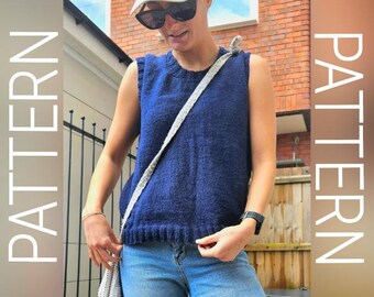 Patrón de punto sencillo / Patrón de chaleco de punto / Chaleco de punto básico / Patrón de punto moderno / Patrón de punto en PDF / Cómo tejer