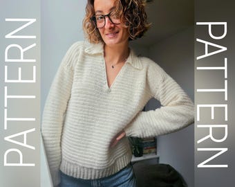 Crochet sweater pattern / v neck crochet pattern / collared sweater crochet pattern / crochet pdf pattern / crochet jumper pattern / pdf
