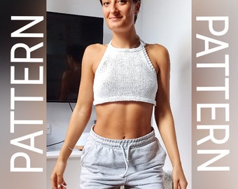 Easy knitting pattern / knitted top pattern / halter top pattern / pdf pattern / crop top knitting pattern / knit halter pattern / knitting