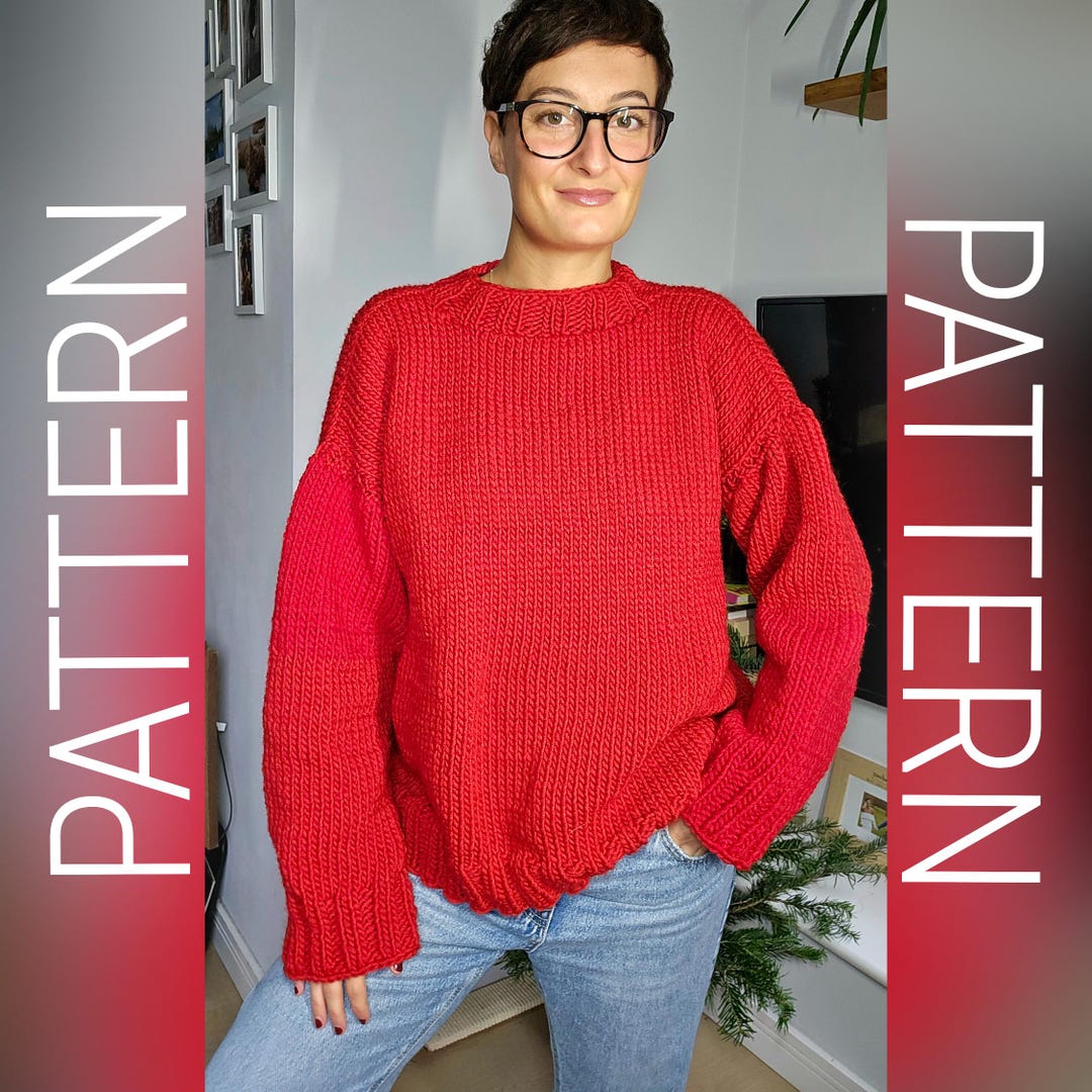 Oversized Knit Sweater Pattern Pdf / Beginner Knitting Pattern / Easy ...