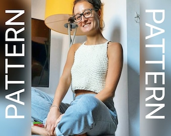 Knitting pattern / easy knit pattern / crop top / pdf pattern / knitting pdf / instant download / downloadable / beginners pattern / pdf