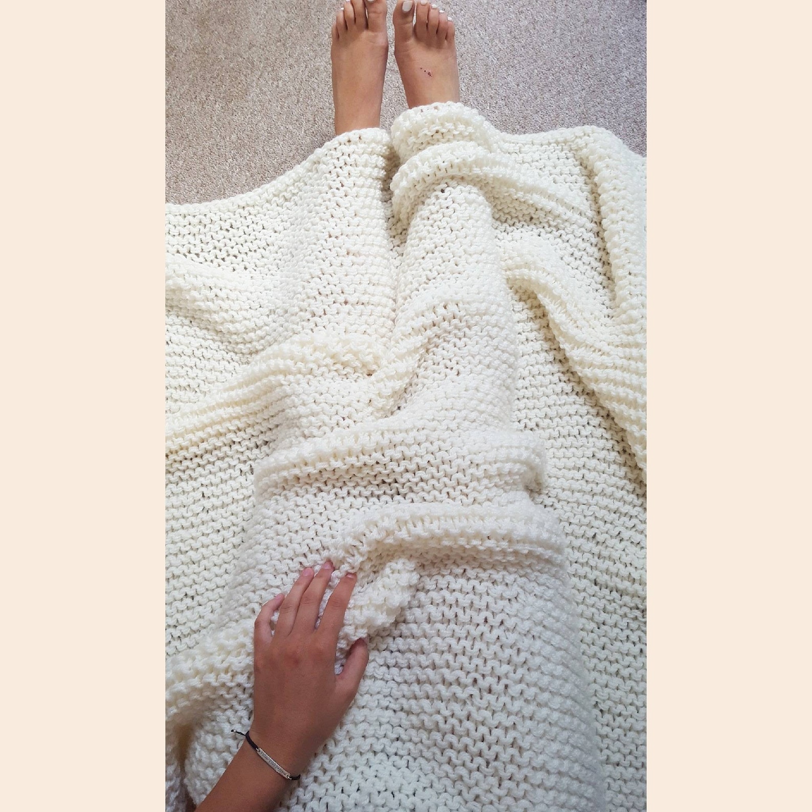 Knitted cream blanket / cream knitted afghan / knitted afghan Etsy