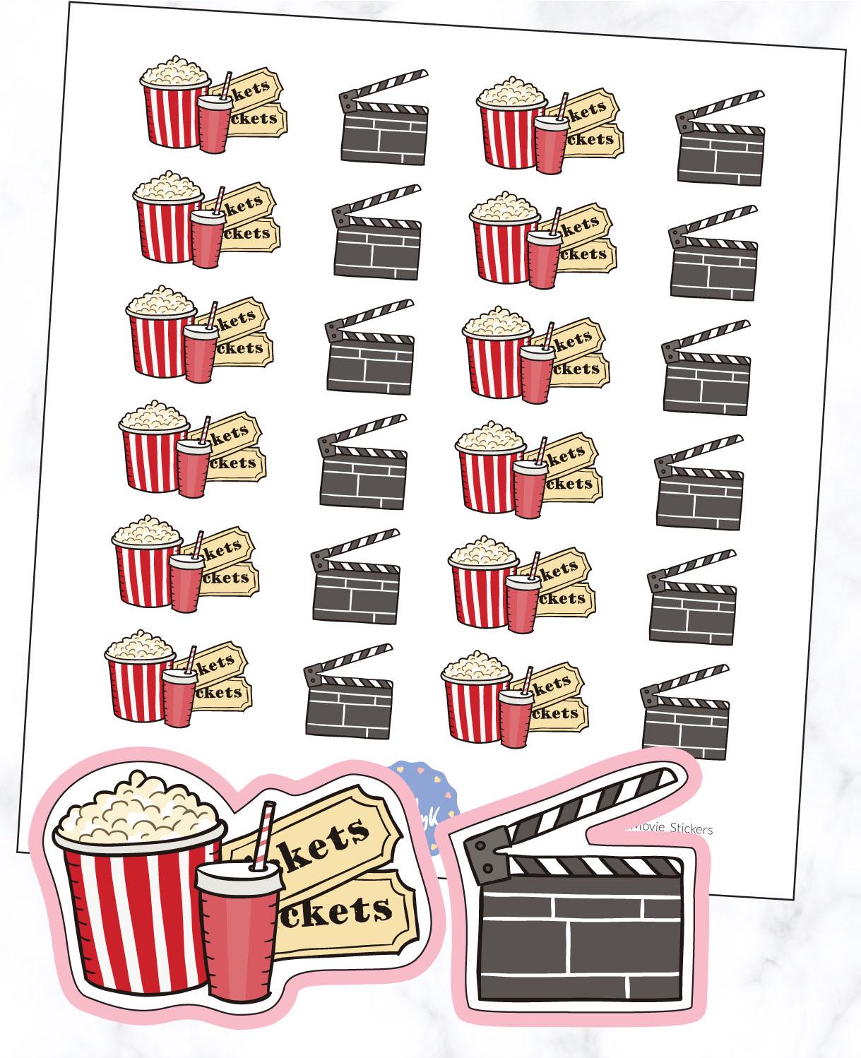 Movie Stickers | Movie Night Stickers | Movie Date | Cinema Stickers ...