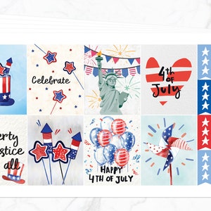 Kit semanal de 4 de julho | Kit semanal de 4 de julho | Adesivos para planejador do Dia da Independência | Kit semanal de julho | Adesivos de 4 de julho