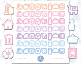 Housework Icon Stickers | Housework Planner Stickers | Cleaning Stickers | Planner Stickers | Journal Stickers | Diary Stickers
