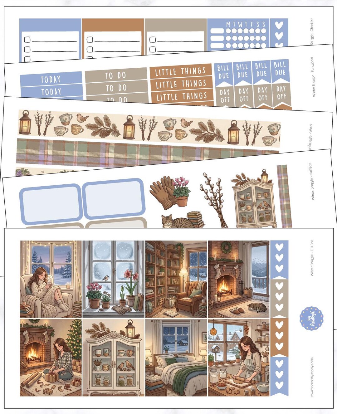 Winter Snuggle Weekly Kit - Erin Condren Planner Stickers - Etsy