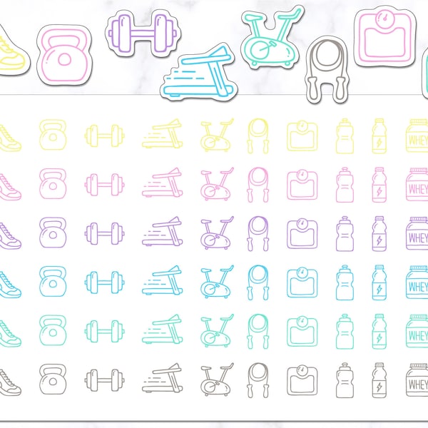 Autocollants d'entraînement | Stickers pour agenda de gymnastique | Autocollants de remise en forme | Stickers Bullet Journal | Stickers agenda | Stickers pour agenda | Stickers agenda
