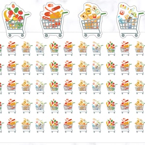 60 食料品ショッピング プランナー ステッカー | 食料品 | ショッピング カート ステッカー | 食料品プランナー ステッカー | カート ステッカー | ショッピング ステッカー
