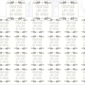 Quadratischer belaubter Rahmen Handmade with Love Aufkleber | Made with Love Aufkleber | Handmade Verpackung Label Aufkleber | Selbstgemachte Sticker