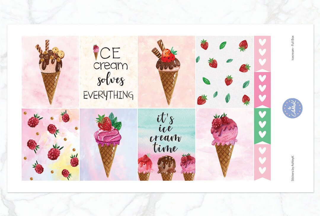 Ice Cream Weekly Kit for Erin Condren Vertical Horizontal Planner | Ice ...