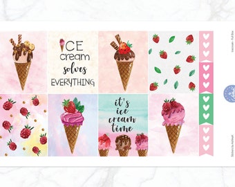 Ice Cream Weekly Kit for Erin Condren Vertical Horizontal Planner | Ice Cream Planner Sticker | Ice Cream Weekly Kit | Cute Weekly Kit