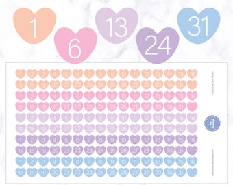 Heart Date Dot Planner Stickers