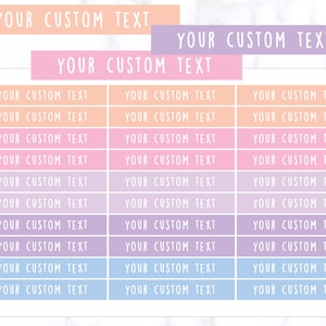 May include: A printable chart with 12 rows and 3 columns. Each cell has a pastel colored background and the text "YOUR CUSTOM TEXT" in white. The chart is on a marble background.