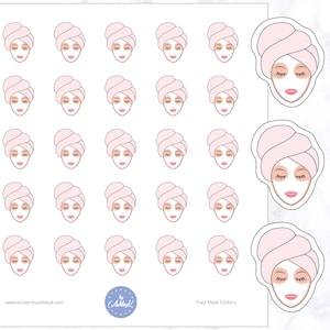 Plannerstickers gezichtsmasker | Maskerpakketstickers | Stickers voor huidverzorgingsroutines | Stickers gezichtsmasker | Schoonheidsstickers