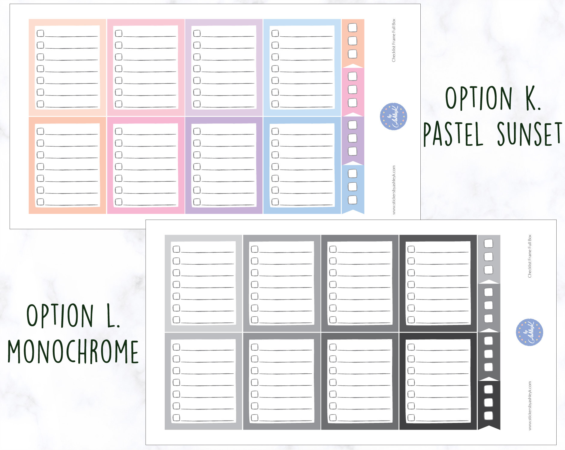 Checklist Frame Full Box Stickers Checklist Planner Stickers - Etsy