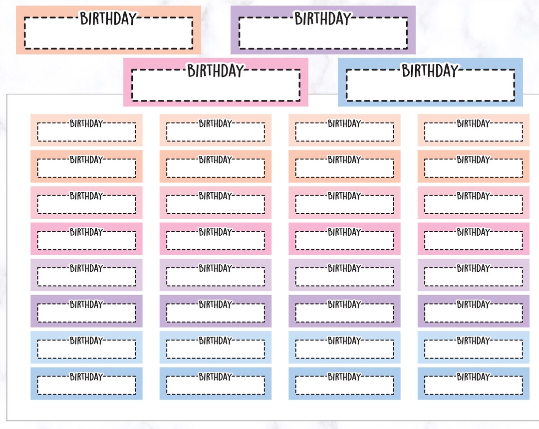 Birthday Label Planner Stickers | Birthday Stickers | Birthday Planner ...