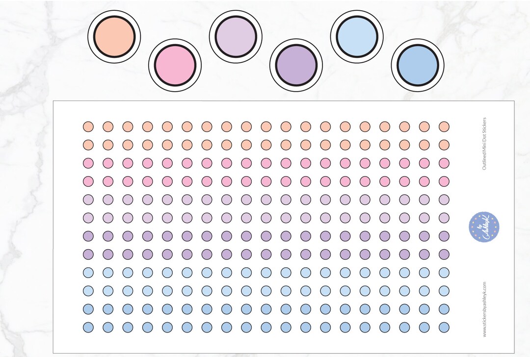 228 Outlined Mini Dot Stickers | Dot Planner Stickers | Planner Mini ...