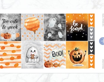 Lindo kit semanal de Halloween para la agenda de Erin Condren / Pegatinas de Halloween / Kit semanal de Halloween / Kit semanal de octubre / Kit semanal de fantasmas
