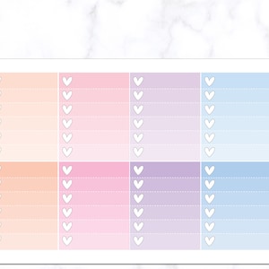 Ombre Checklist Planner Stickers | Checklists Planner Stickers | Checklist Box Planner Stickers | Heart Checklist Ombre Box Stickers