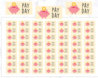 Piggy Bank Pay Day Stickers | Pay Day Planner Stickers | Money Stickers | Piggy Bank Stickers | Money Planner Icon Sticker | Journal Sticker