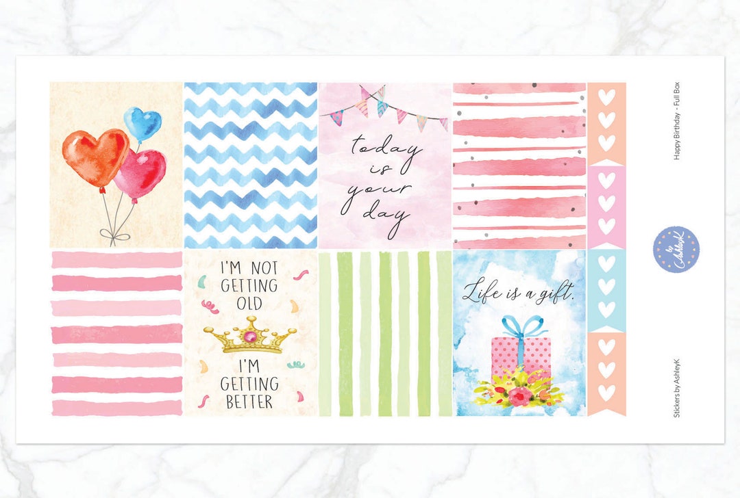 Happy Birthday Weekly Kit for Erin Condren Vertical Horizontal Planner ...