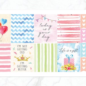 Kit hebdomadaire joyeux anniversaire pour agenda vertical horizontal Erin Condren | Stickers pour agenda d'anniversaire | Joli kit d'autocollants hebdomadaires pour anniversaire