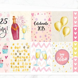 Weekpakket 2025 vieren | Weekpakket Happy Planner | Wekelijkse nieuwjaarsstickers | Gelukkig nieuwjaar weekplanner stickers spread Kit