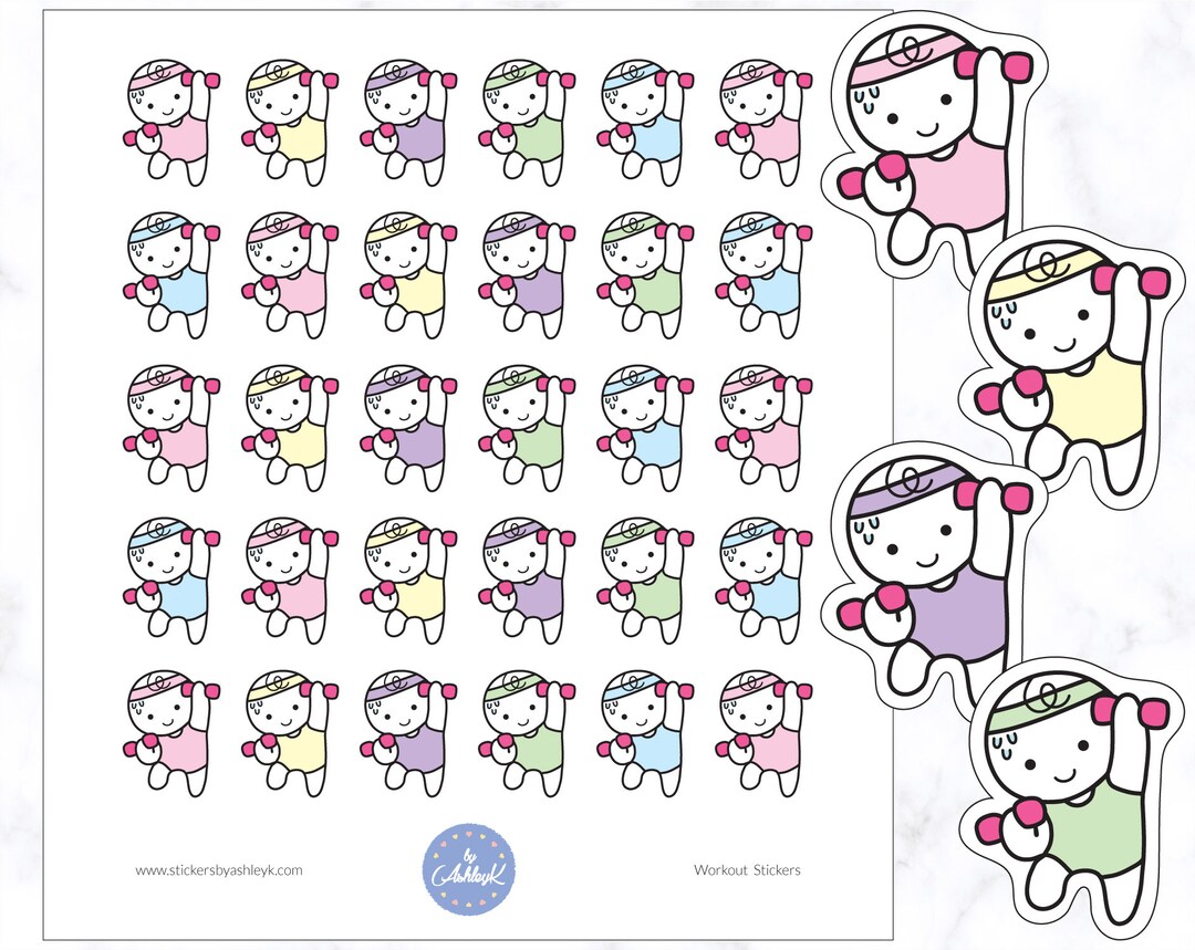 Mini Workout Emoji Stickers | Workout Planner Stickers | Gym Emoticon ...