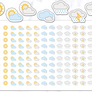 Weather Stickers | 140 Weather Planner Stickers | Planner Stickers | Journal Stickers | Weather Tracker Stickers | Weather Icon Stickers